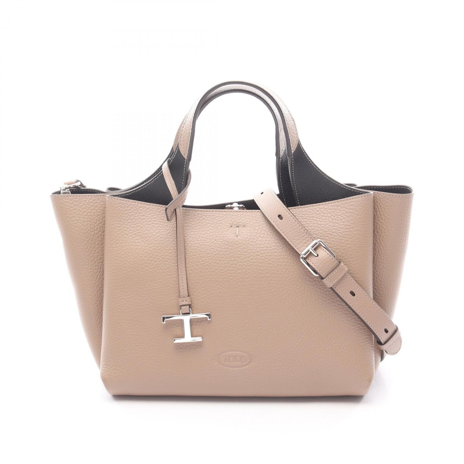 トッズ TOD S ハンドバッグ Tタイムレス ミニ グレージュ レザー ミニバッグ レディース A