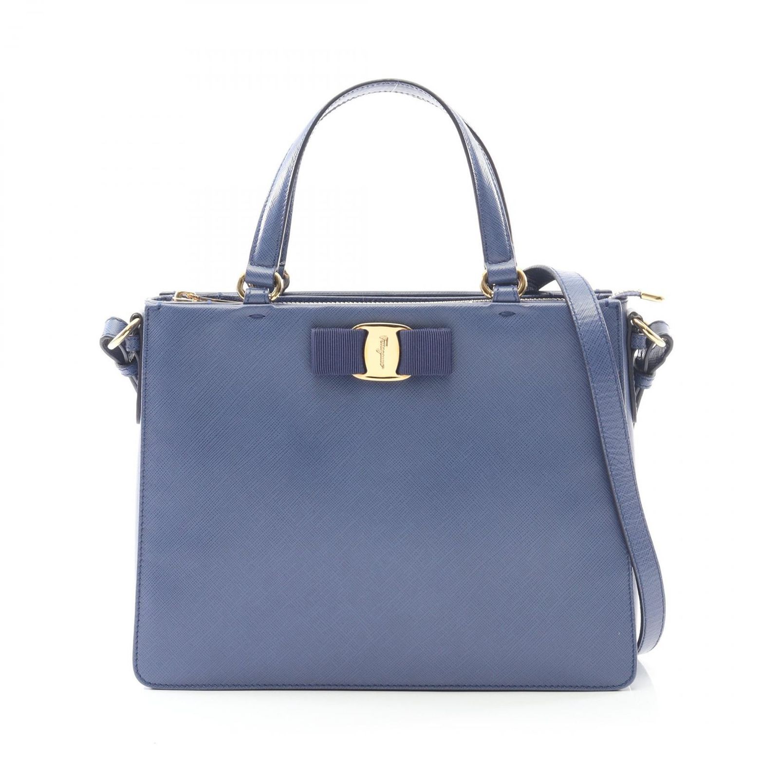 サルヴァトーレフェラガモ Salvatore Ferragamo ハンドバッグ ヴァラリボン AB-21 E 298 ブルー レザー ヴァラ リボン 2 wayハンドバッグ レディース A