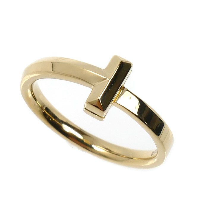 TIFFANY-Co. ティファニー K 18 YG イエローゴールド Tワン ナロー リング 指輪 13号 4.3 g レディース