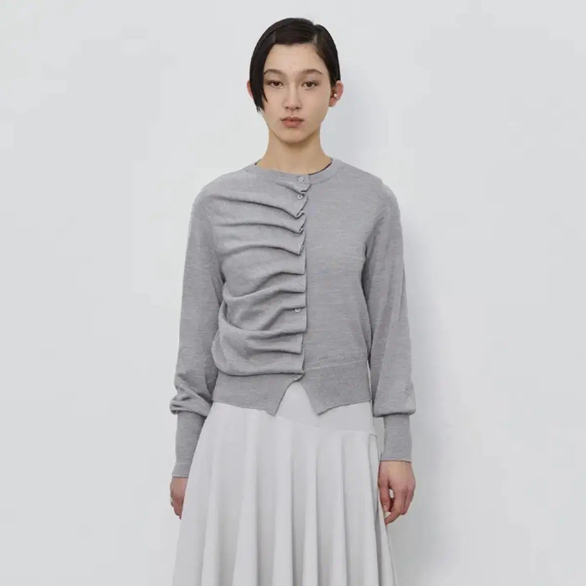 BURMULA オブリーク カーディガン メランジ グレー S