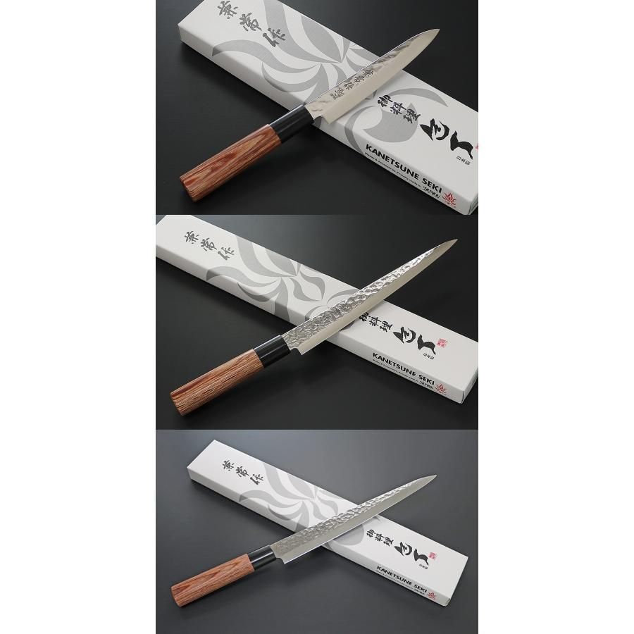 包丁 日本製 KC-954 ペティナイフ 120 mm KC-955 筋引 210 KC-959 240 mmセット 兼常作 ステン1 K 6 槌目磨き