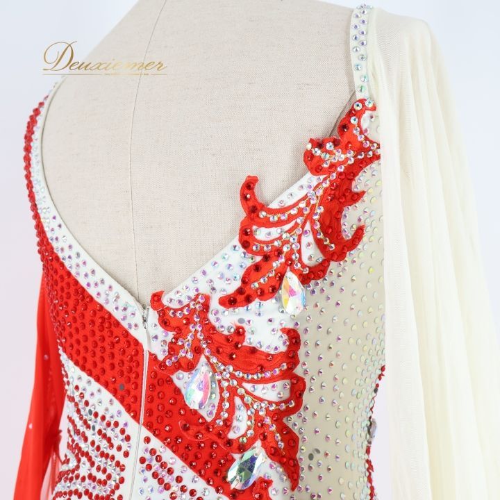 情熱の赤❤️競技会やダンスパーティーでも目をひくスタンダード向けワンピース ✨ 社交ダンス 衣装 スタンダードドレス ワンピース ドレス スタンダード