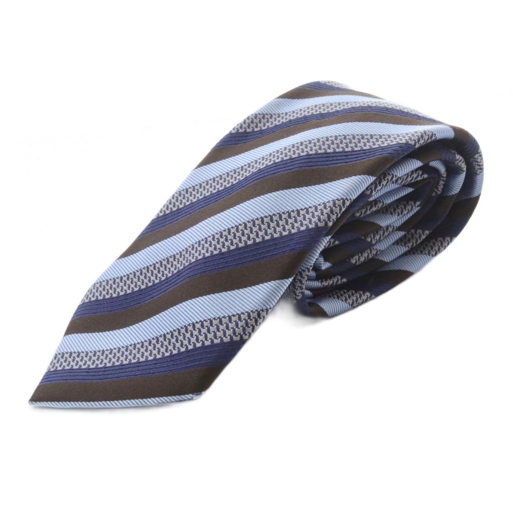 極美品　ブリオーニ　シルクストライプタイ　シルバー×ブルー ブリオーニ BRIONI ストライプ シルク ネクタイ 青 - メルカリ