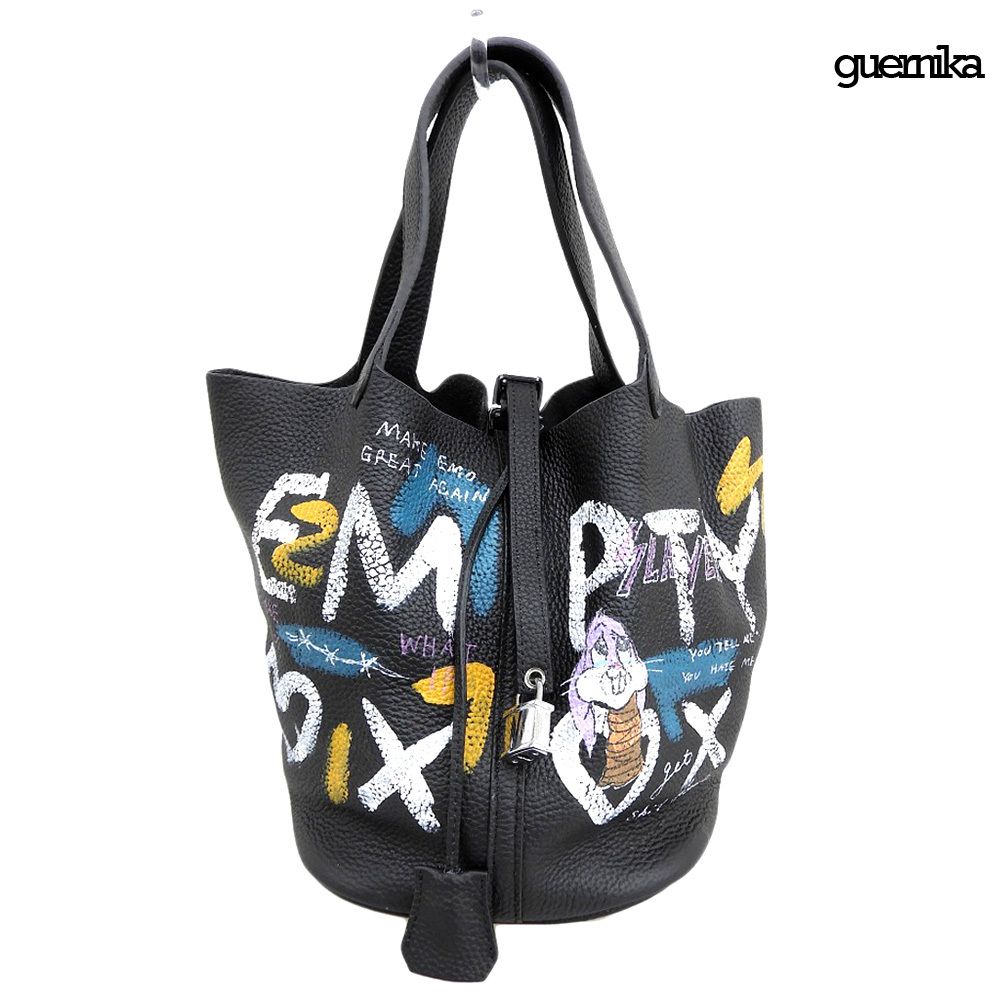 希少品 ゲルニカ guernika ペイントバック 鍵付き レザー ブルー guernika(ｹﾞﾙﾆｶ）ハンドペイントバッグ : Délicieux自由が丘