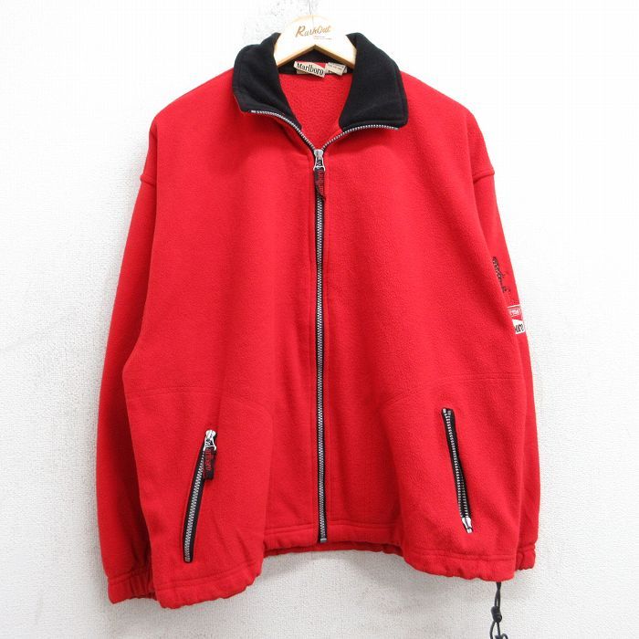 L|古着 マルボロ 長袖 フリース ジャケット メンズ 90年代 90 s トカゲ 赤 spe 25 nov 20