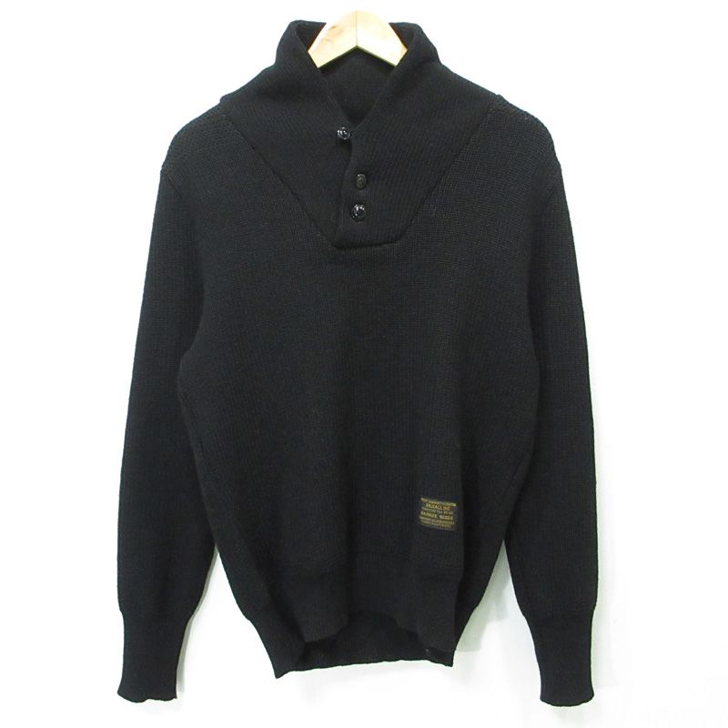 RADIALL | ラディアル ウール長袖ニット 襟ボタン付きセーター RAD-12 AW-KNIT 001 ブラック サイズ 38 104