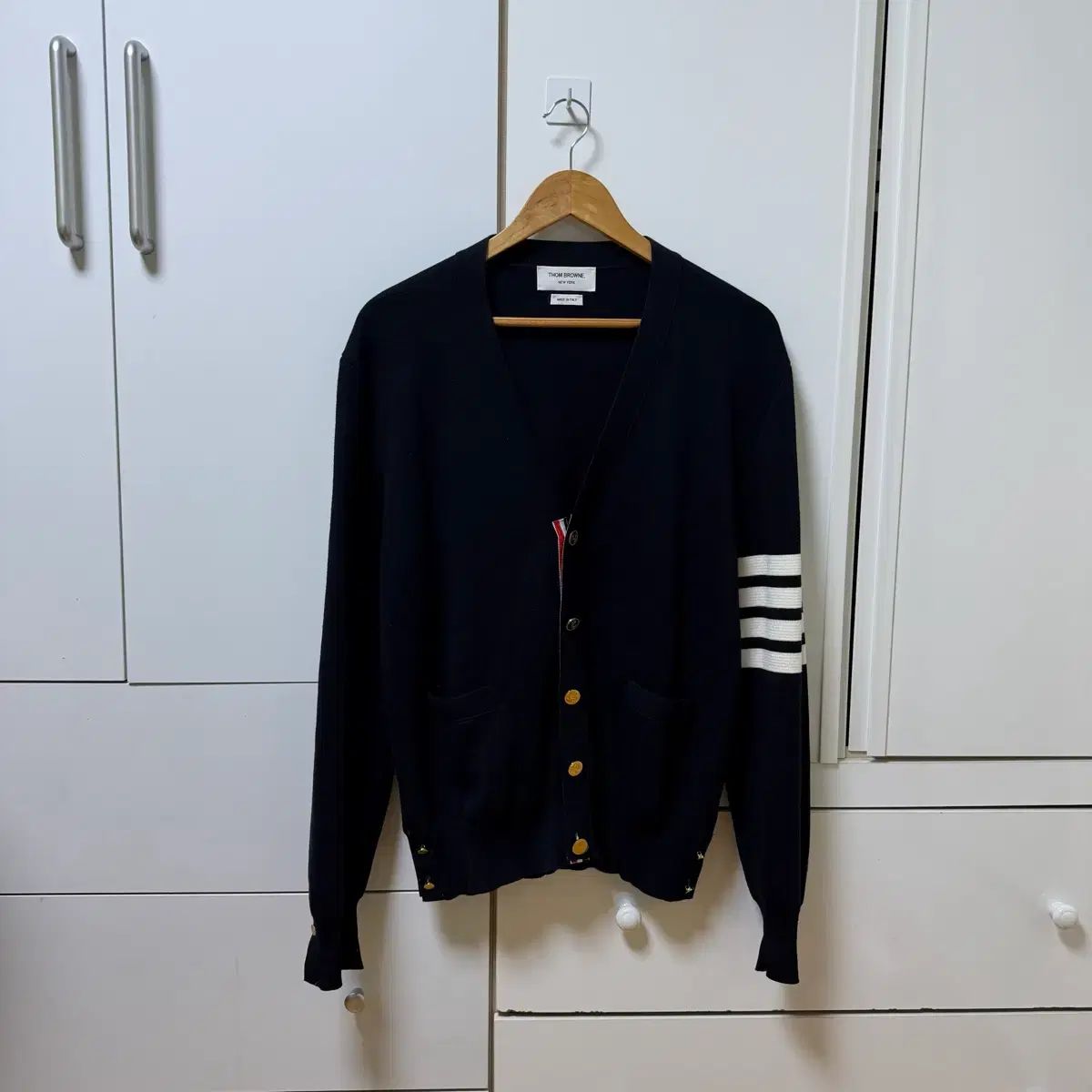 3 トムブラウン 四本サイドライン ミラノステッチ ゴールド カーディガン