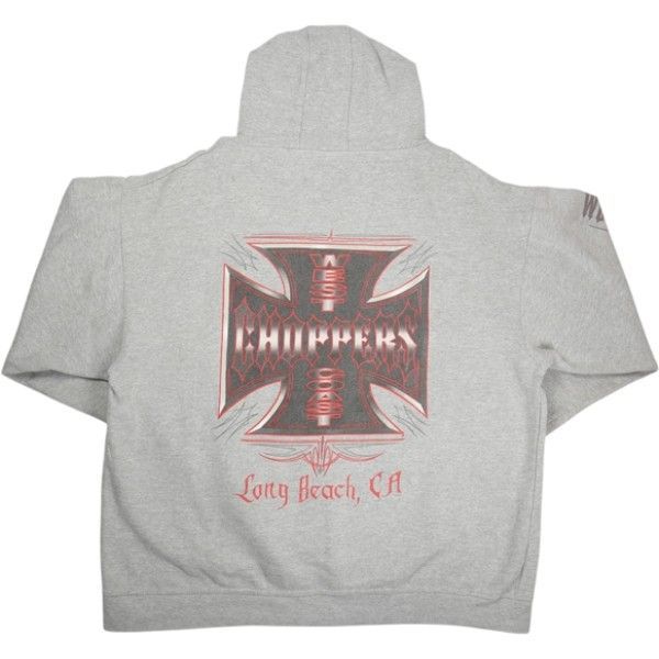 Size L相当 VINTAGE ヴィンテージ West Coast Choppers ウェストコーストチョッパーズ Red Iron Cross Hoodie パーカー 灰 品-良い