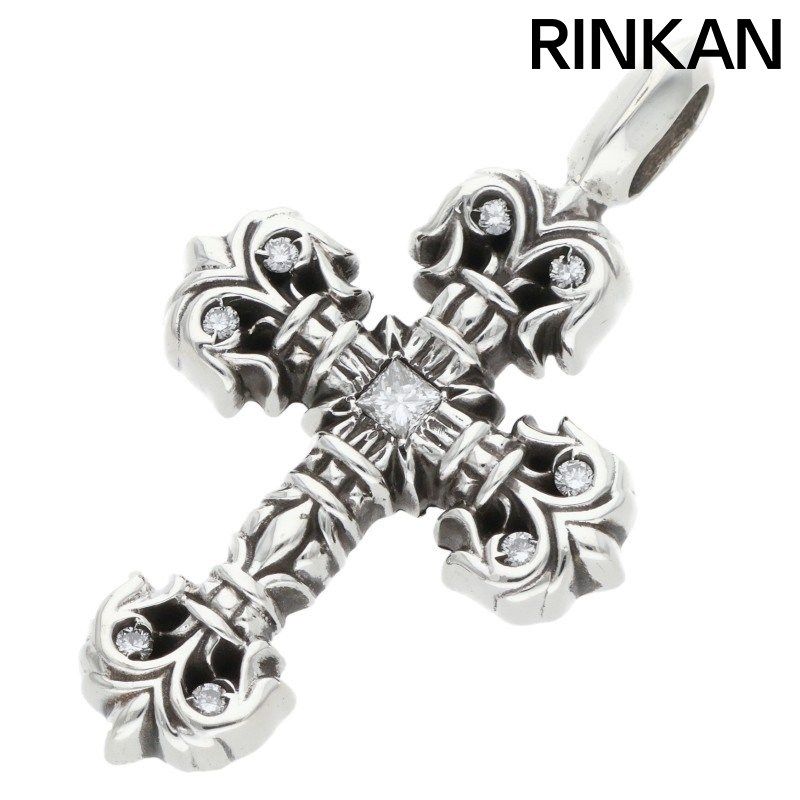クロムハーツ CHARM FILIGREE TINY P DMND タイニーフィリグリー PAVEダイヤシルバーネックレストップ メンズ