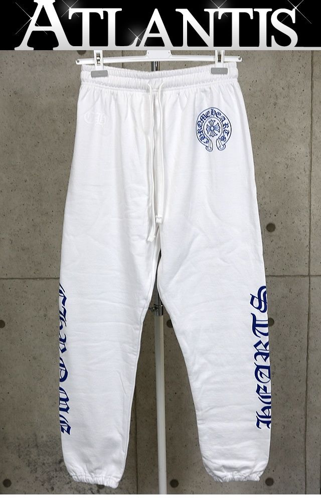 CHROME HEARTS クロムハーツ オールドイングリッシュ ロゴ スウェットパンツ メンズ size L 白|青 101740