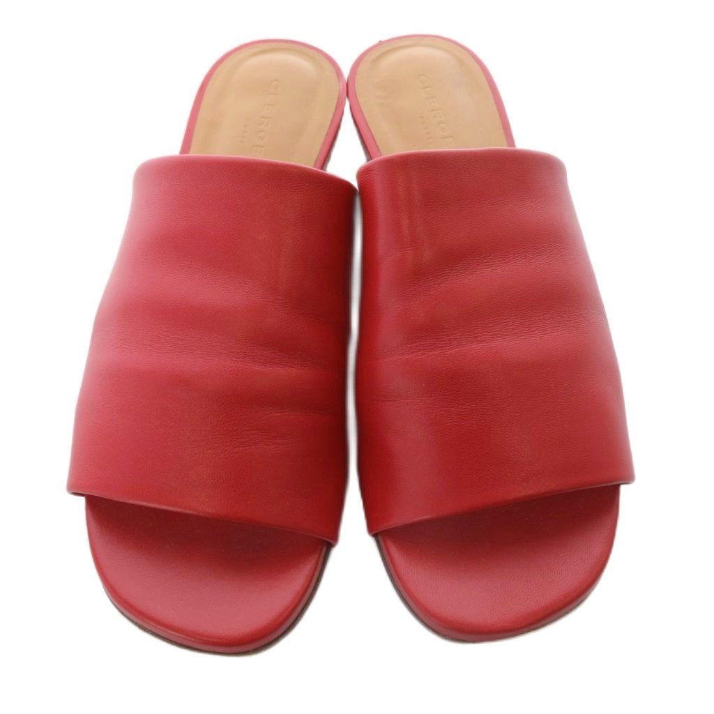 クレジュリー CLERGERIE フラットサンダル ミュール レザー 37 赤