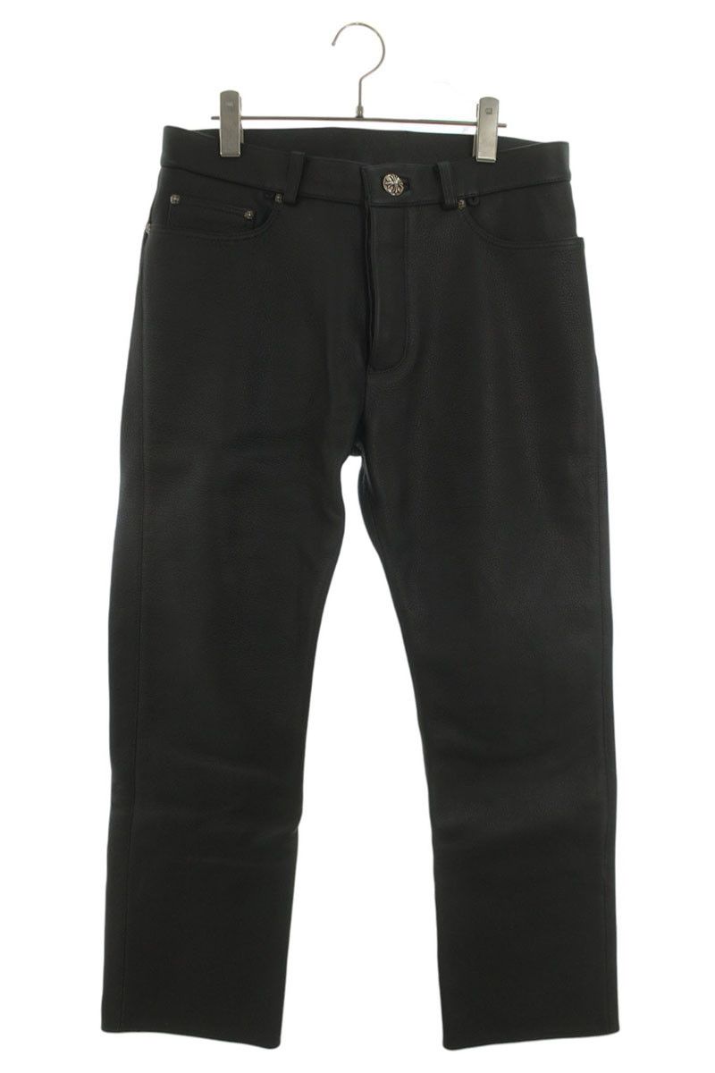 クロムハーツ サイズ:30インチ  LTHR PANTS レザーパンツ クロスボールボタンロングパンツ 中古 GZ11 クロムハーツ LTHR PANTS/レザーパンツ クロスボールボタンレザー