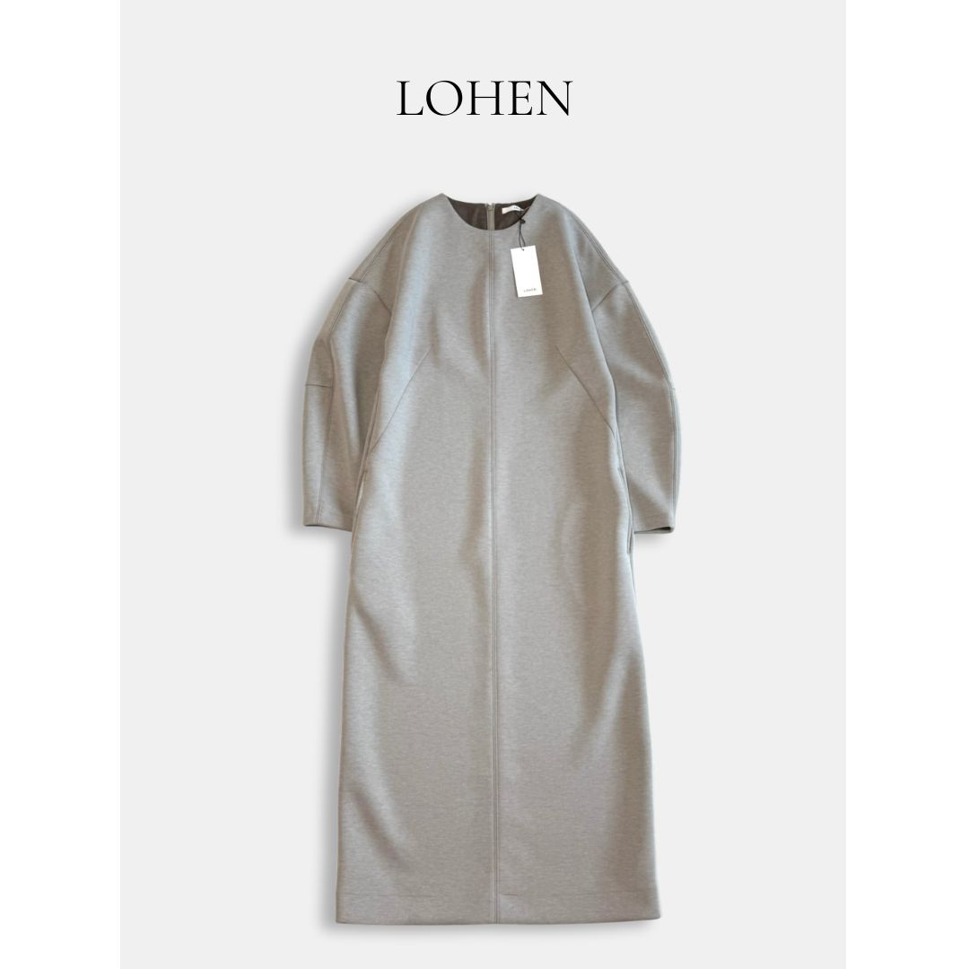 タグ付き LOHEN ローヘン ロングワンピース グレージュ F バックファスナー きれいめ 上品 シンプル 大人カジュアル