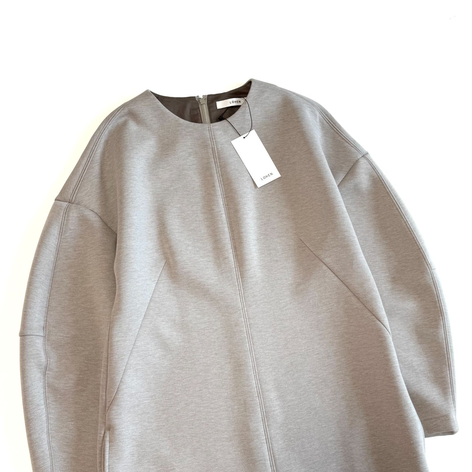 タグ付き LOHEN ローヘン ロングワンピース グレージュ F バックファスナー きれいめ 上品 シンプル 大人カジュアル