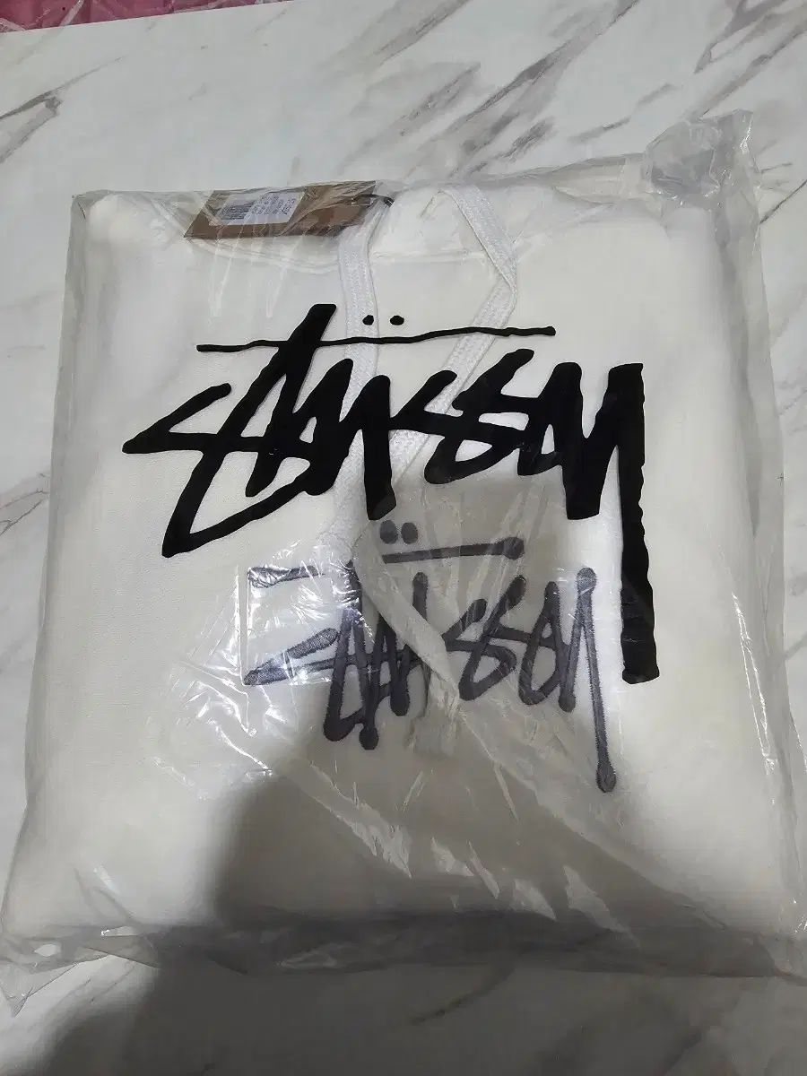 STU BIG ロゴ フーディー 白 L