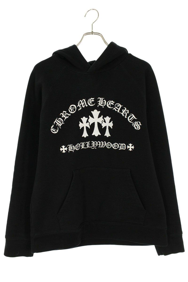 クロムハーツ サイズ:XL  SAILIN ON HD PLVR セメタリークロス刺繍プルオーバーパーカー 中古 SJ02 クロムハーツ SAILIN ON HD PLVR セメタリークロス刺繍プルオーバー