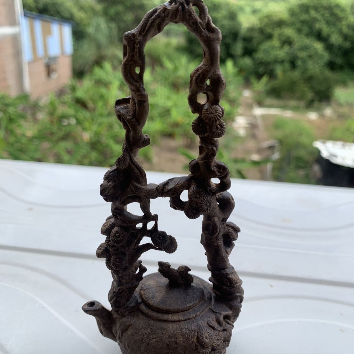 純手工彫刻 沈香木（じんこうぼく） 急須 茶壺 置物 手遊び 実木