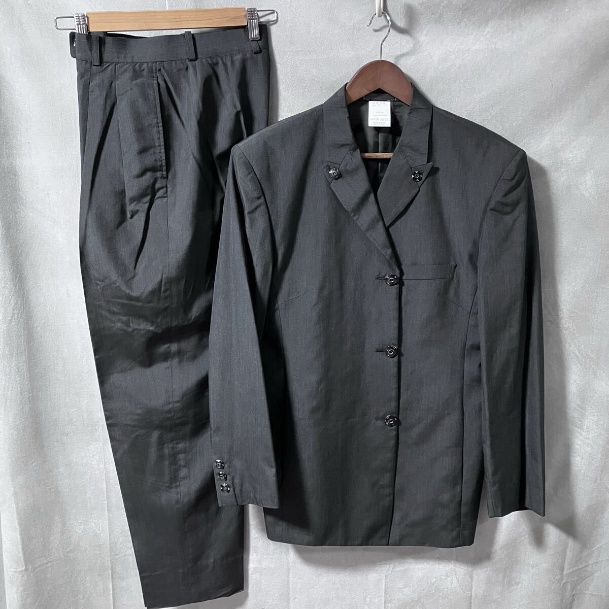マサトモ 90 s 現 RYNSHU シルク 3ボタン デザイン セットアップ スーツ size.M ミディアムグレー archive