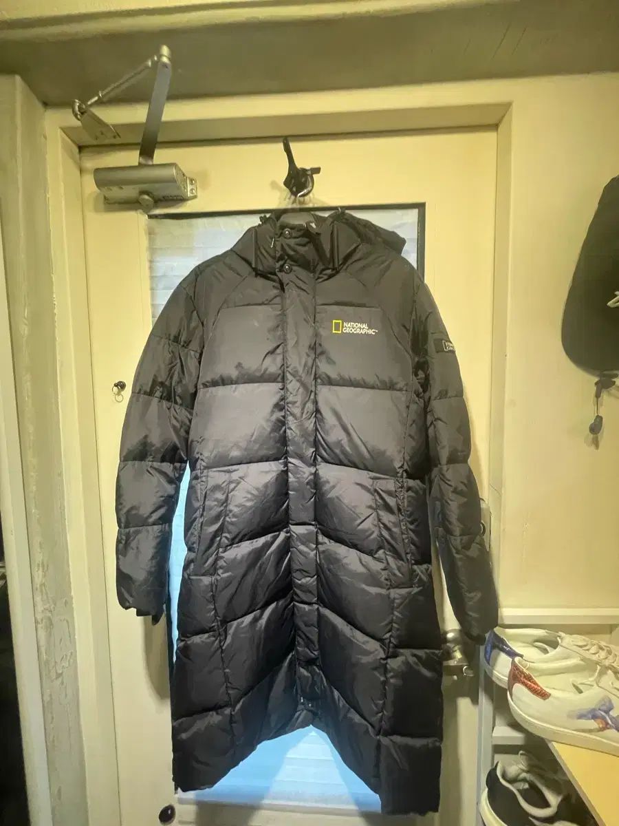 ナショナルジオグラフィック ブラック ダウンジャケット 人気 ロング丈 M