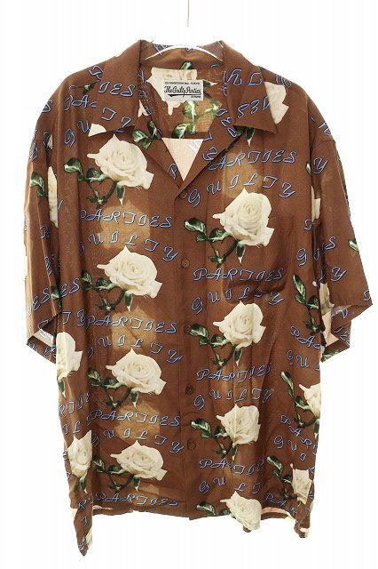 ワコマリア WACKO MARIA 21 SS ROSE S|S SHIRT XL ローズ柄 ハワイアン シャツ アロハシャツ レーヨン 半袖 ブラウン ブランド古着ベクトル AA 260110