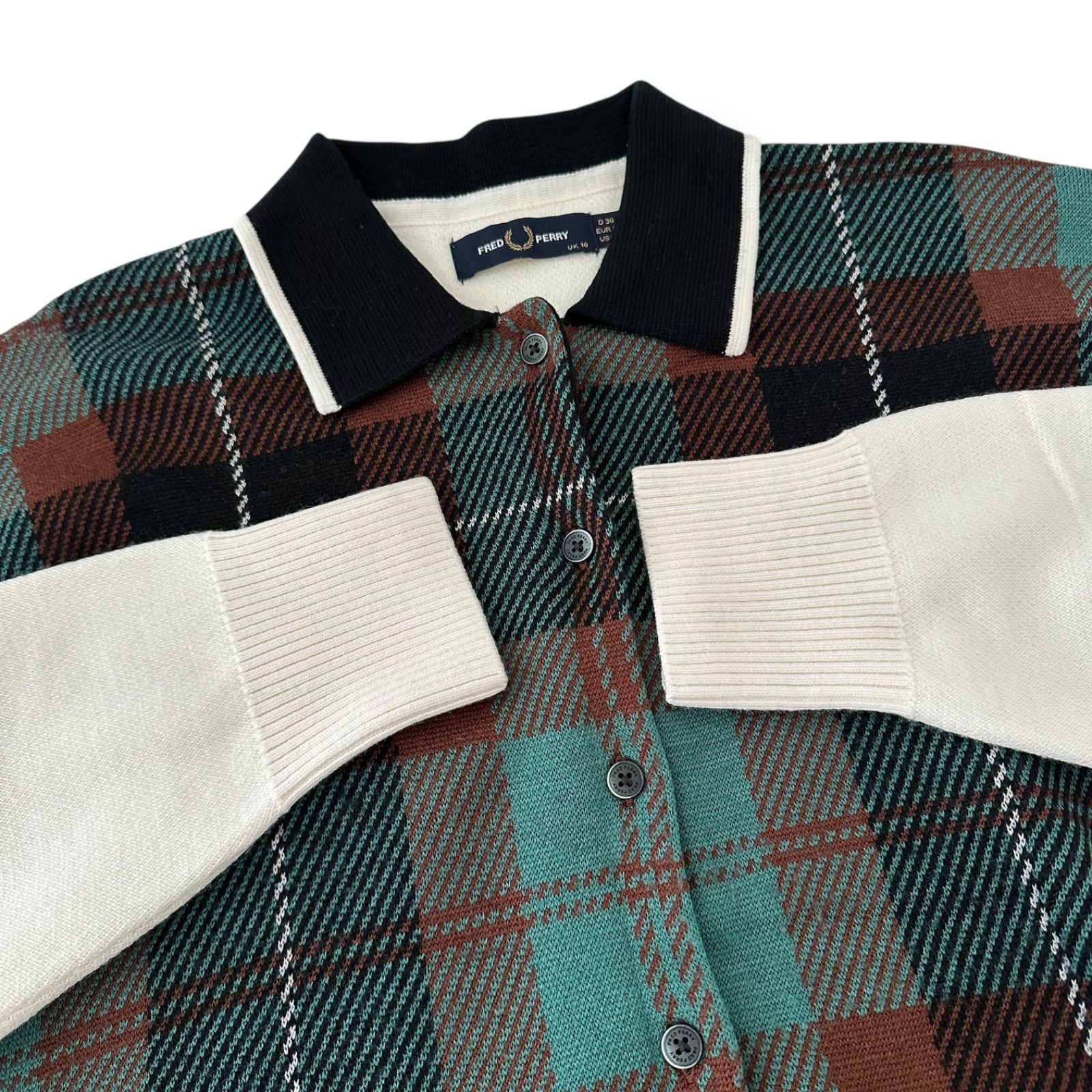 美品✨ FRED PERRY Tartan Jacquard Dress ニット ワンピース UK10 M