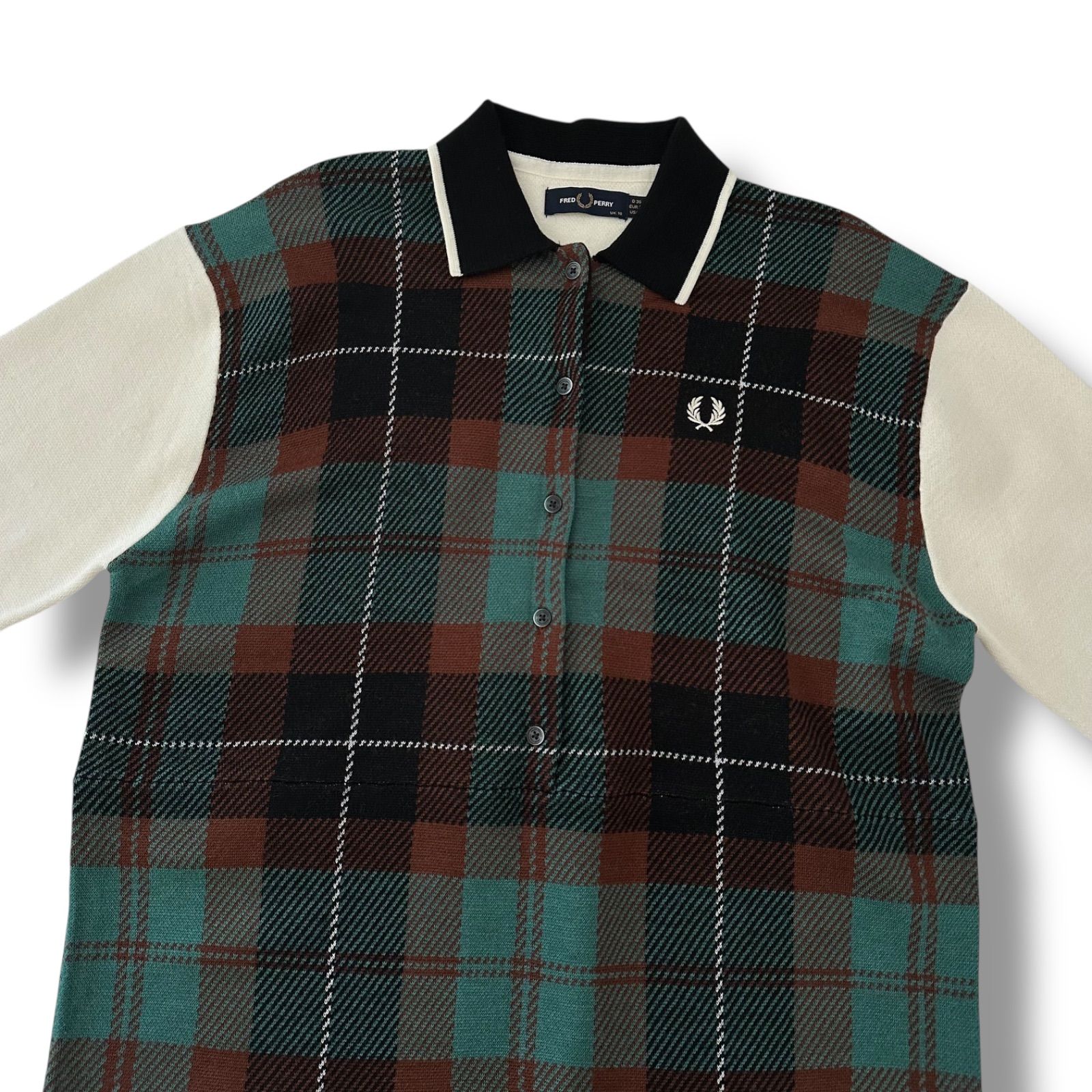美品✨ FRED PERRY Tartan Jacquard Dress ニット ワンピース UK10 M