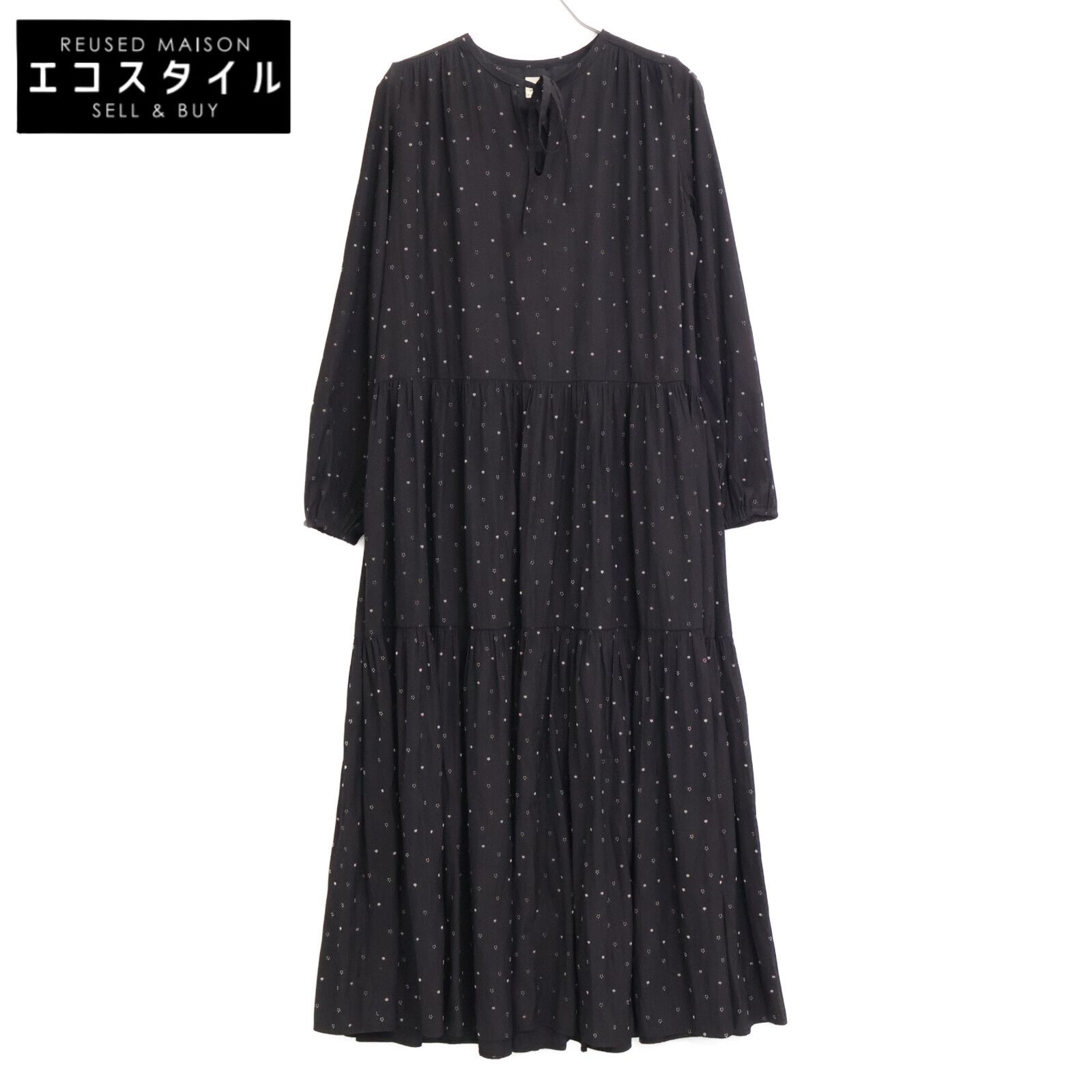 Ron Herman ロンハーマン ﾌﾞﾗｯｸ Flocky Flower Dress ﾌﾛｯｷｰﾌﾗﾜｰﾄﾞﾚｽ S