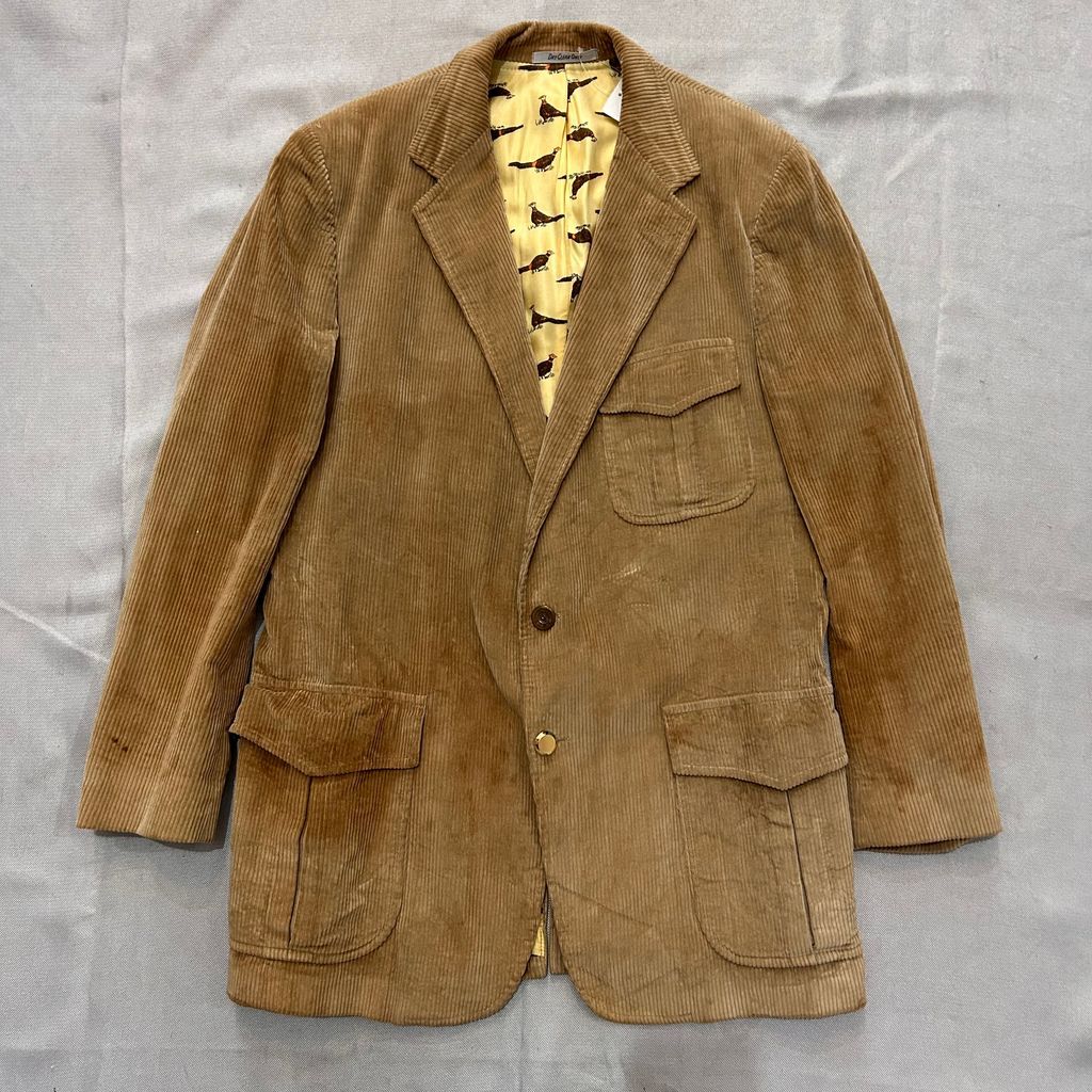 M. Gubin-Son テーラードジャケット 太畝 コーデュロイ 鳥柄 ベージュ NO.T 192