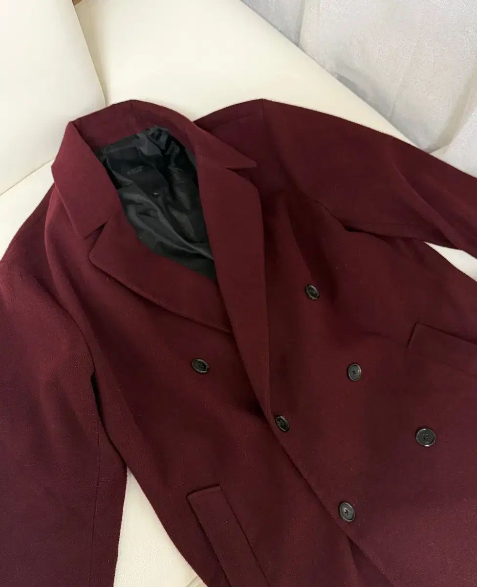 バーガンディ オーバーサイズ ダブルコート