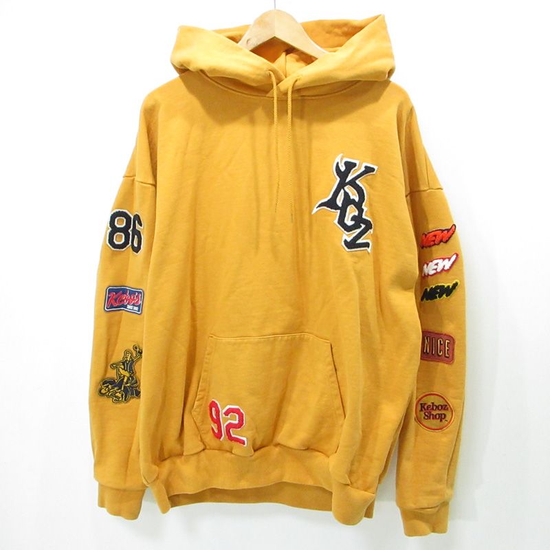 KEBOZ | ケボズ × FREAKS STORE フリークスストア ロゴワッペン長袖パーカー 213-1255 イエロー サイズ XL 103
