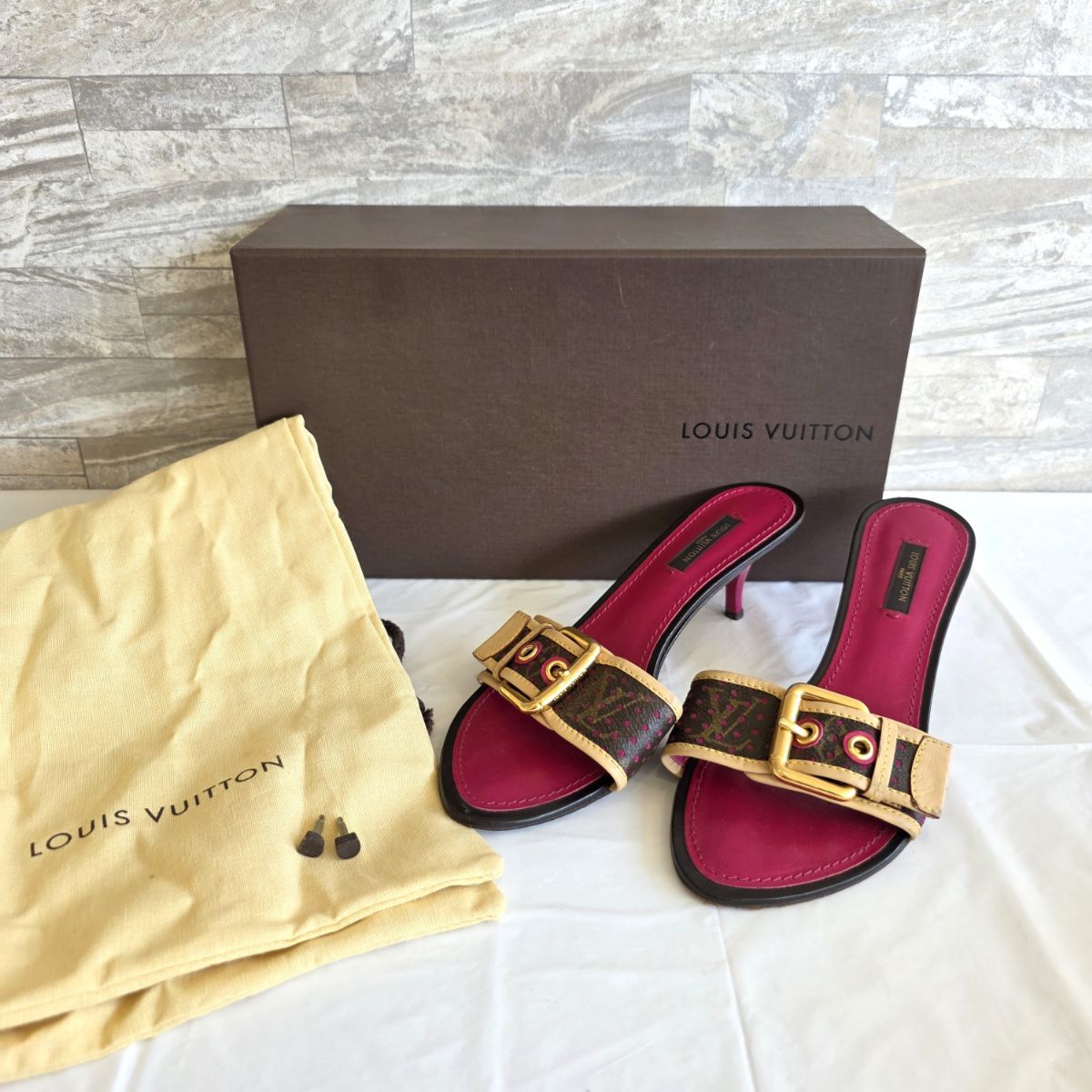 LOUIS VUITTON ルイ ヴィトン モノグラム パンチング モノグラムペルフォ サンダル ミュール 36 23ｃｍ パンプス レディース