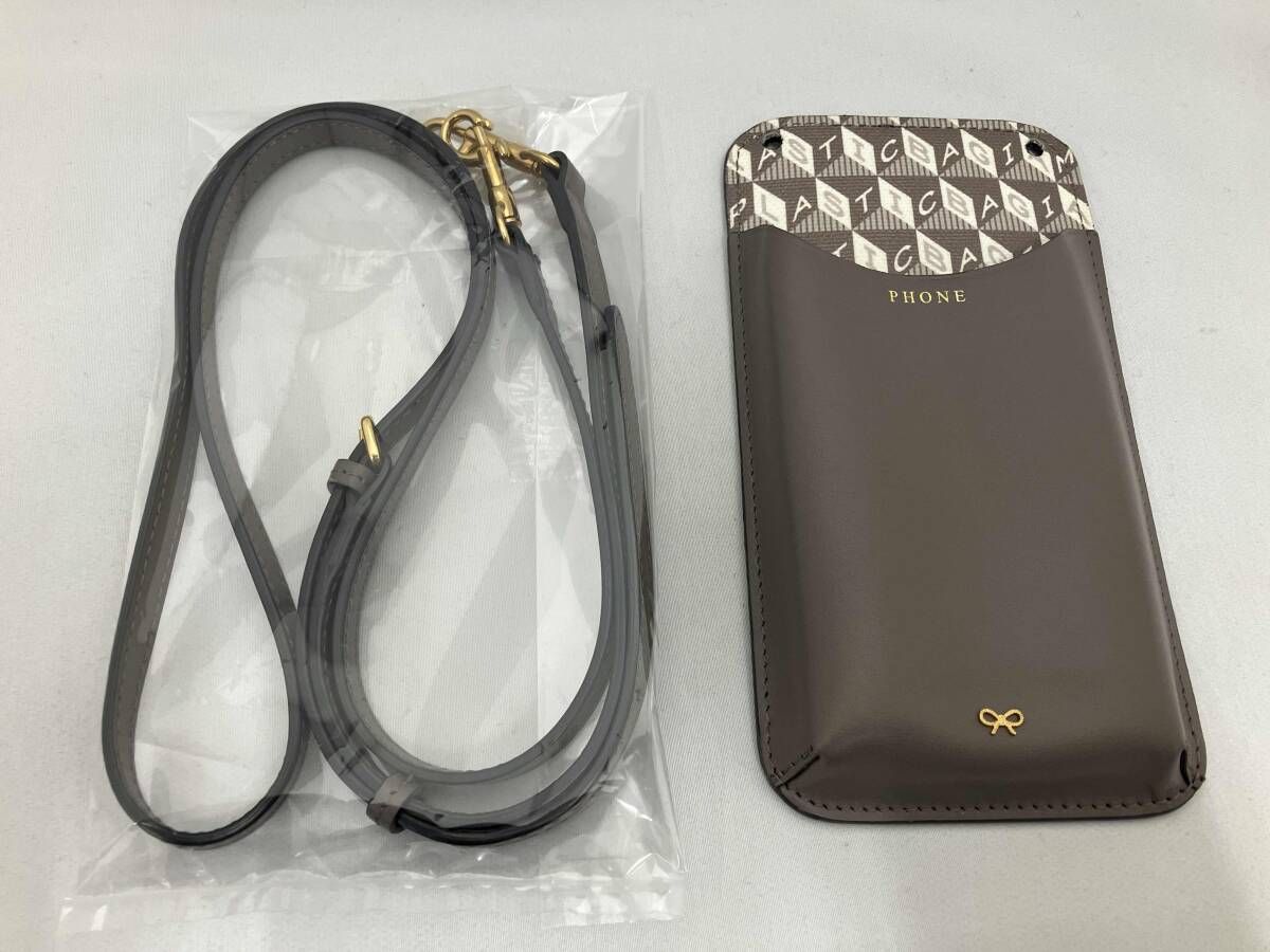 ANYA HIDMRCH スマホケース ショルダー付き グレージュ