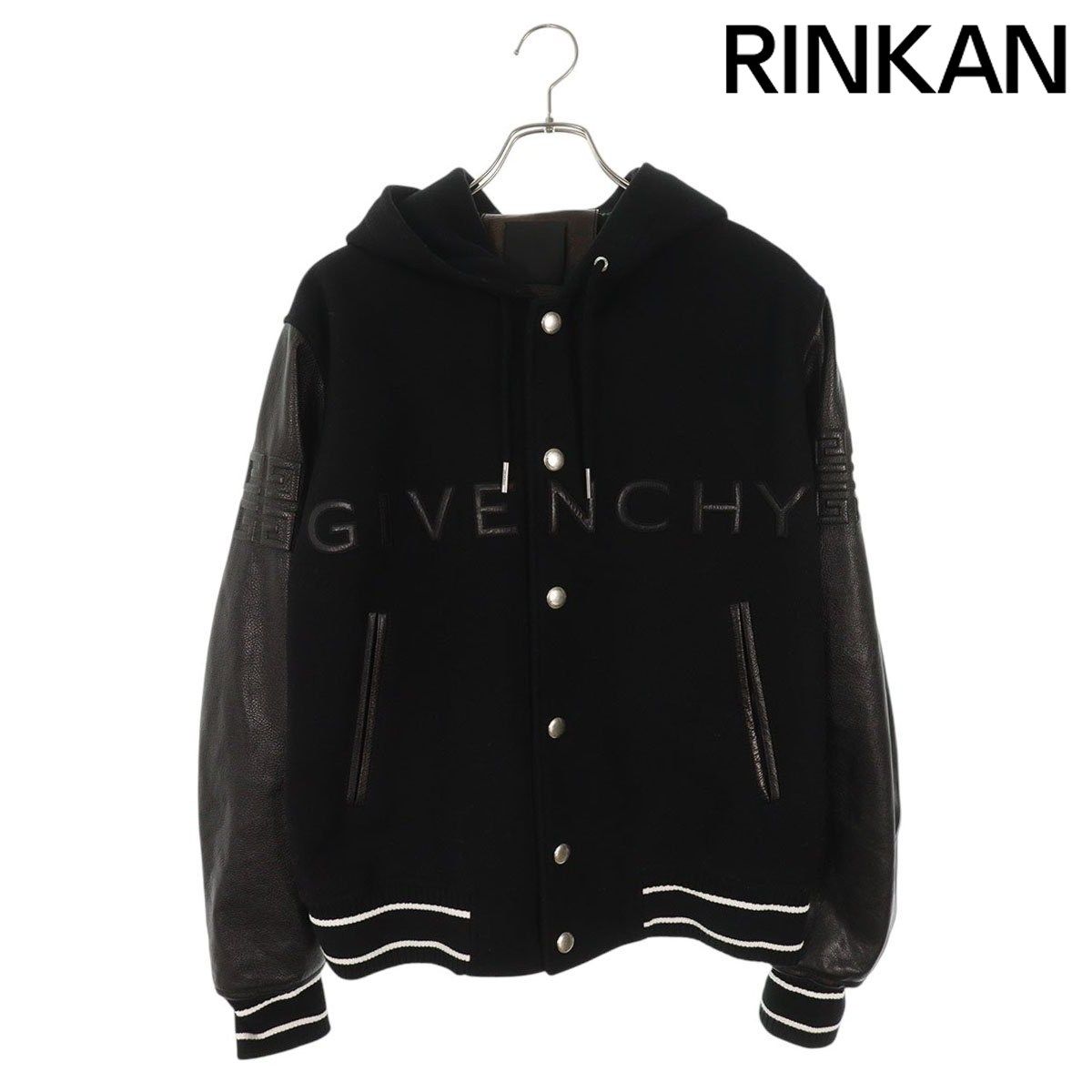 ジバンシィ 袖レザーフード付きバーシティブルゾン メンズ 46
