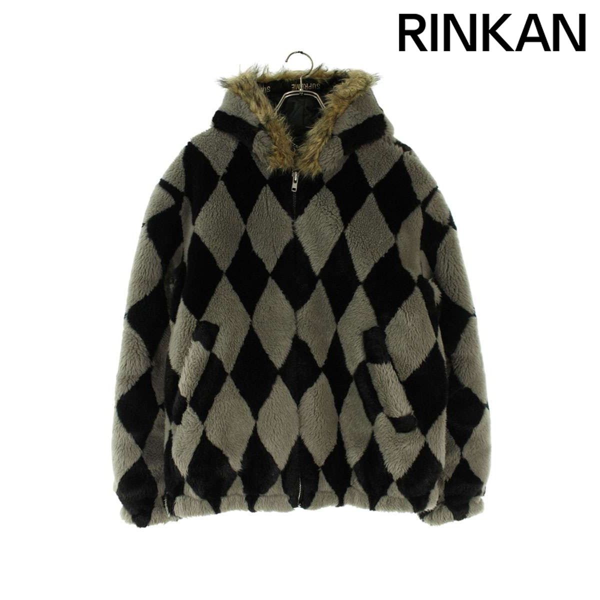 シュプリーム Diamond Faux Fur Jacket ダイヤモンドフェイクファージップジャケットブルゾン メンズ L