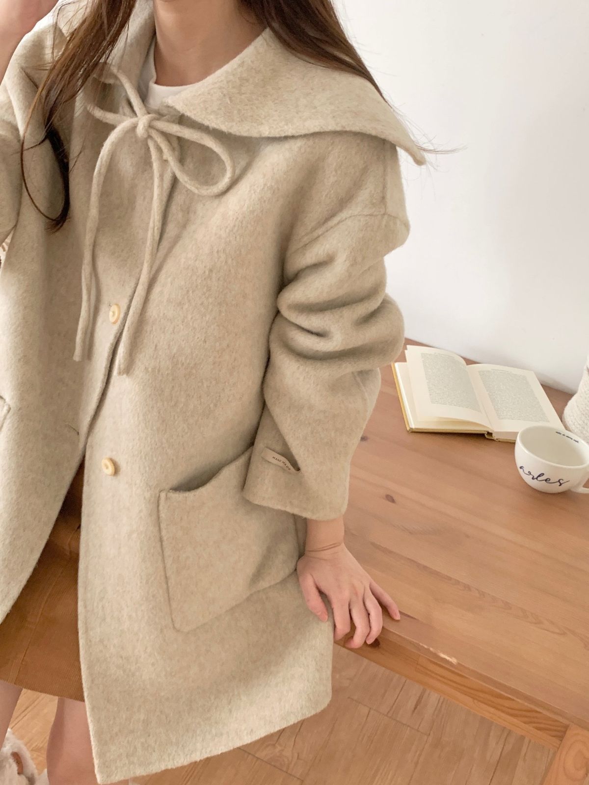 HM SAERA紐 ハンドメイドコート 冬 コート ウールコート 可愛い 実物強すぎ 注文殺到