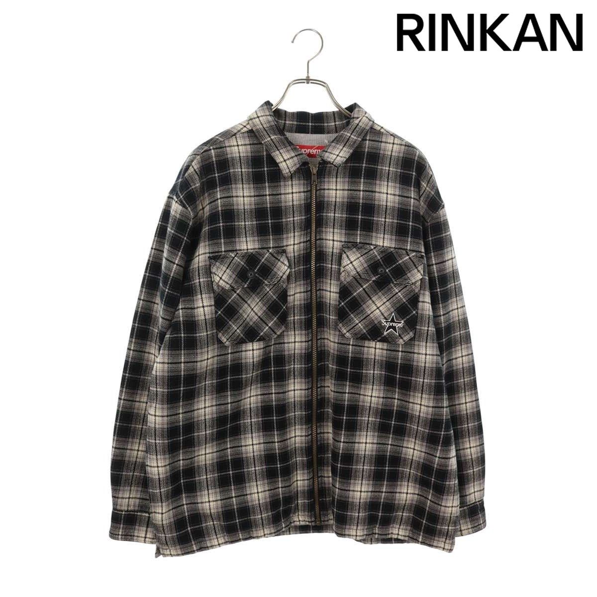 シュプリーム 25 AW Thermal Lined Zip Up Flannel Shirt 裏地サーマルチェック柄ジップアップ長袖シャツ メンズ L