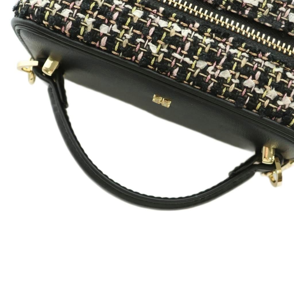 【中古】ハーリップトゥ Tweed Crystal Vanity Bag 2WAY ショルダーバッグ ハンドバッグ 黒 ピンク ゴールドカラー ハーリップトゥ Her lip to Tweed Crystal Vanity Bag 2WAY ショルダー
