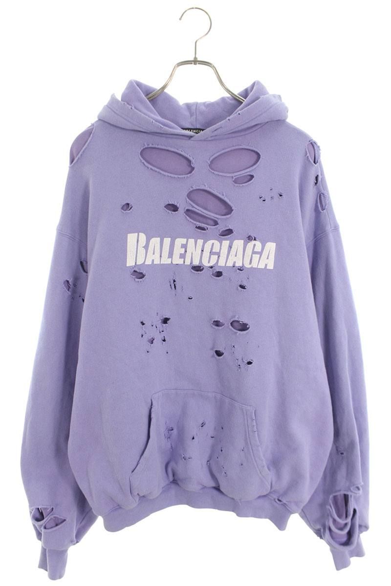 バレンシアガ 659403 TKVB6 デストロイ加工ロゴパーカー メンズ XXS