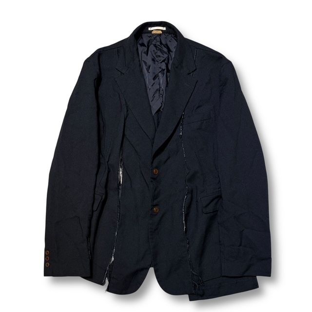 24 ss COMME des GARCONS HOMME PLUS TAILORD JACKET 製品染めポリ縮絨 カッティング段違い コムデギャルソンオムプリュス