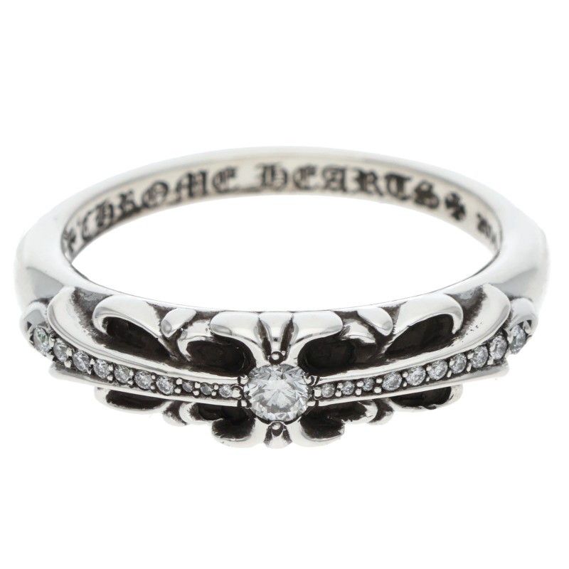 クロムハーツ BABY CLSC P|D|ベイビークラシックフローラルクロス PAVEダイヤ|シルバーリング メンズ 20号
