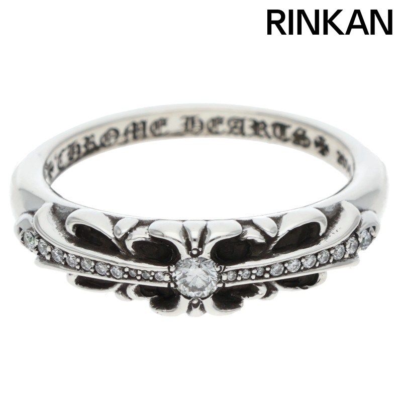 クロムハーツ BABY CLSC P|D|ベイビークラシックフローラルクロス PAVEダイヤ|シルバーリング メンズ 20号