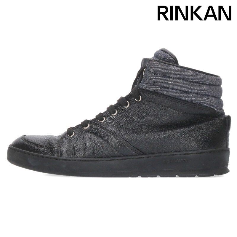 ディオールオム 13 AW デニム切替レザーハイカットスニーカー メンズ 41