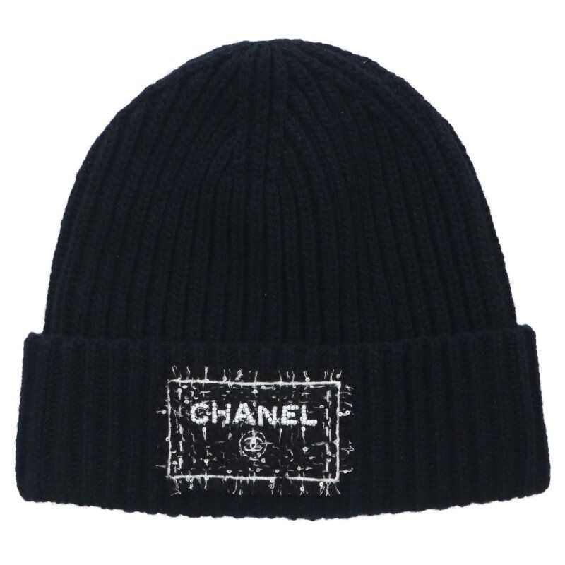 【美品】CHANEL ニット帽 ビーニー ロゴ カシミヤ混 ブラック ココマーク ニット帽 ビーニー カシミヤ ブラック シャネル – RECLO
