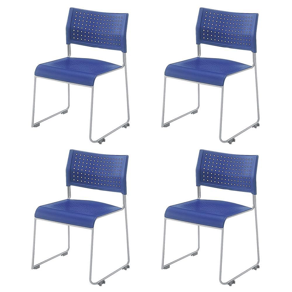 商品 業務椅子 会議チェア 会議 会議椅子 休憩室 スタッキングチェア オフィスチェア 積み重ね ライタス LTS-110 Z ミーティングチェア 座|樹脂 アイリスチトセ ブルー 4脚セット 背|樹脂