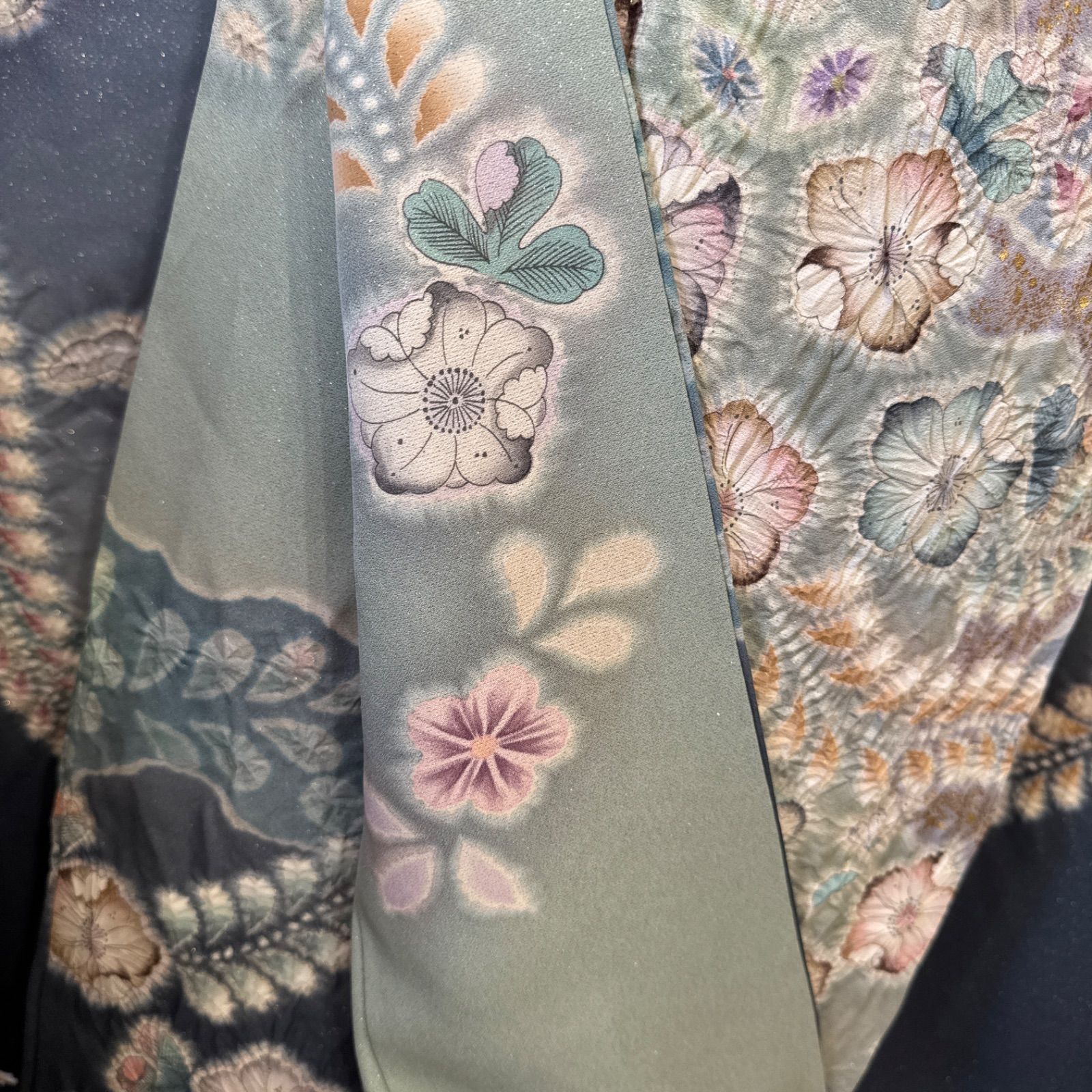 極上 辻が花 振袖・フルセット(7点) 手絞り・金彩・翠山工房・落款有