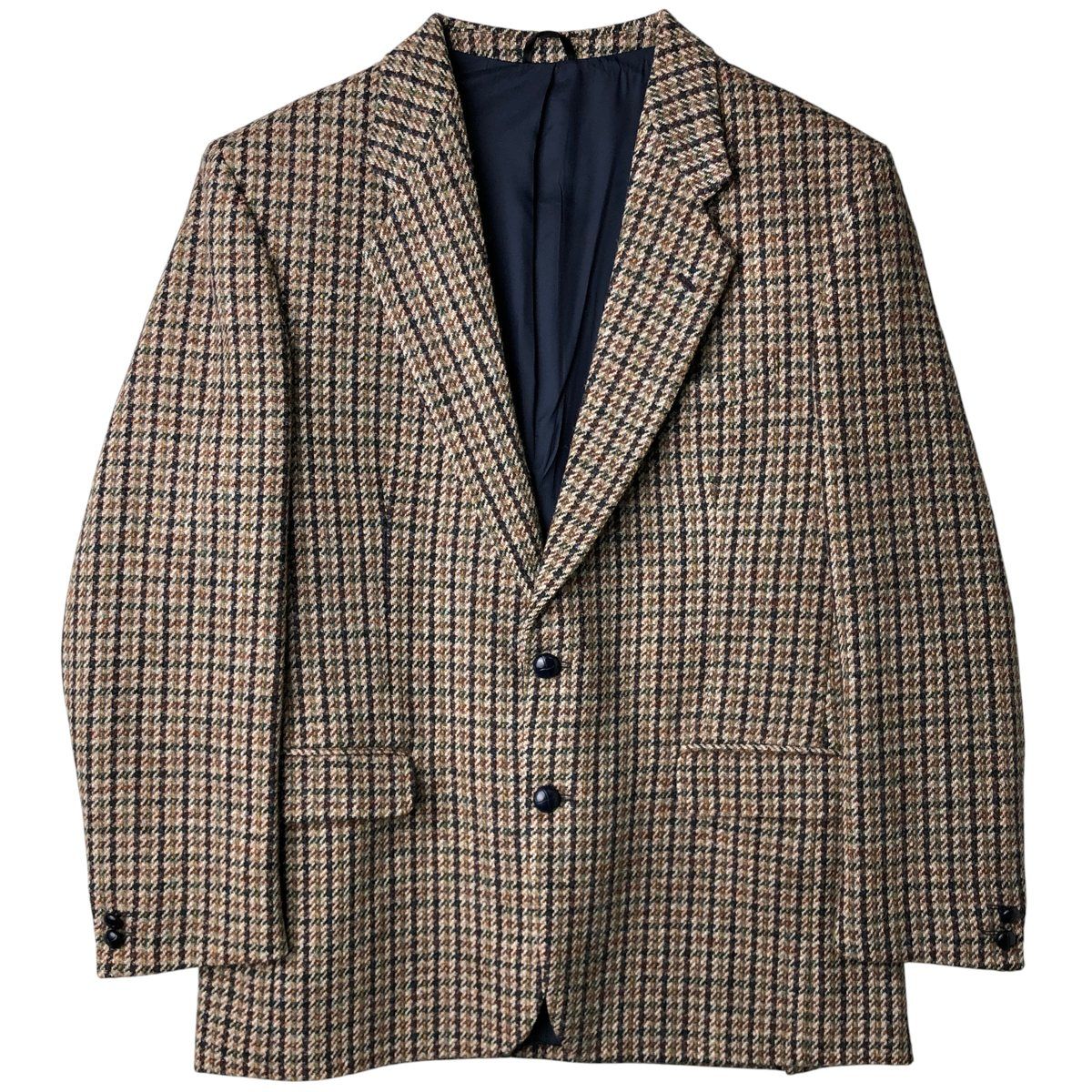 古着 Harris Tweed ハリスツイード チェック柄 ウールテーラードジャケット 英国製 メンズL相当|eaa 605584