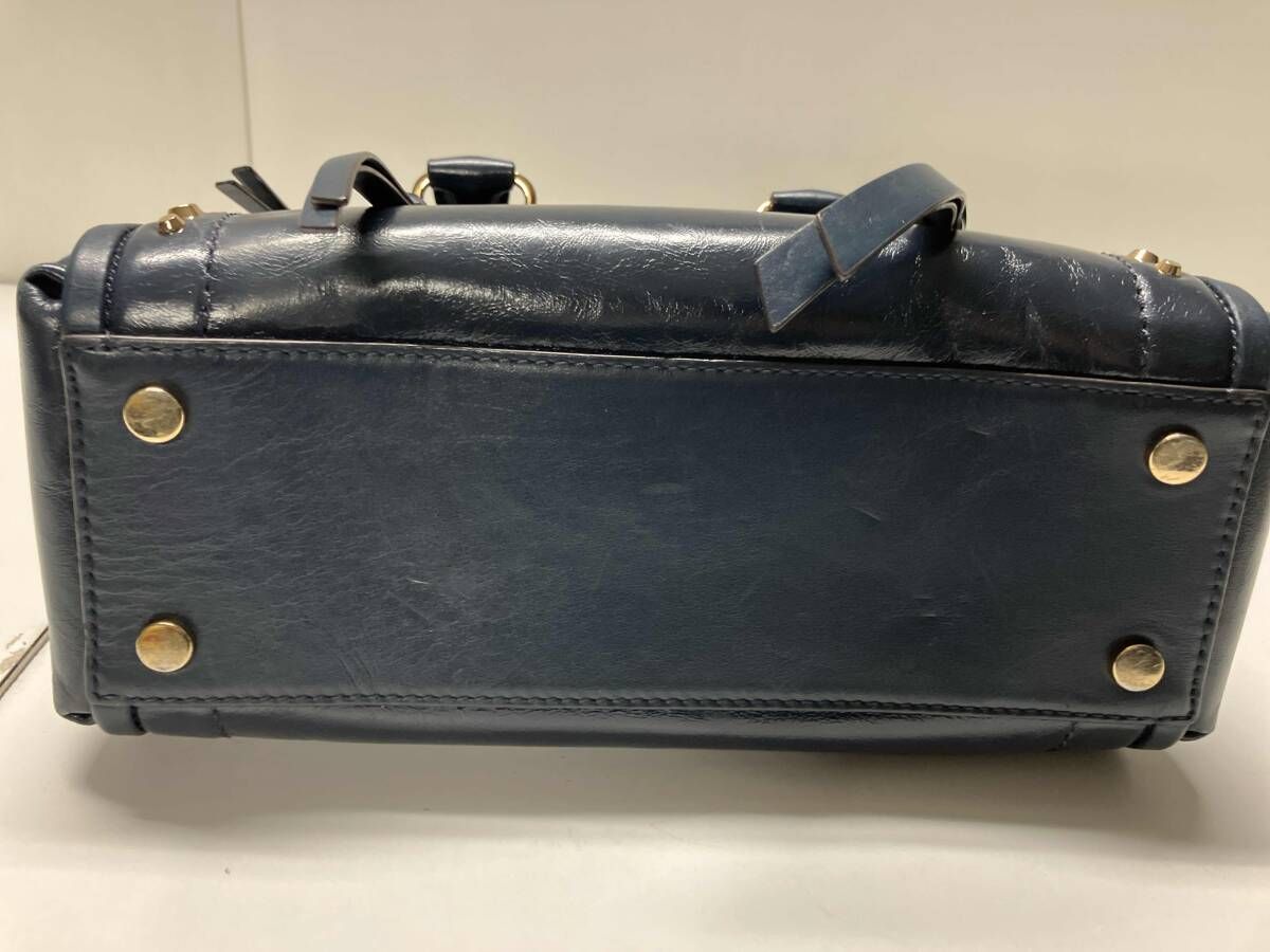  MICHAEL KORS 2 wayハンドバッグ ショルダーストラップ付 ネイビーレザー スタッズ マイケルコース その他 小物