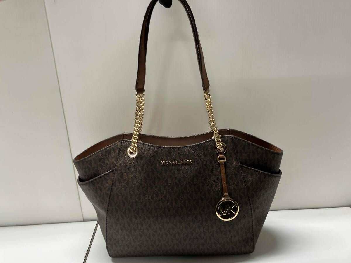 MICHAEL KORS トートバッグ チェーンショルダーバッグ ブラウン 総柄 マイケルコース