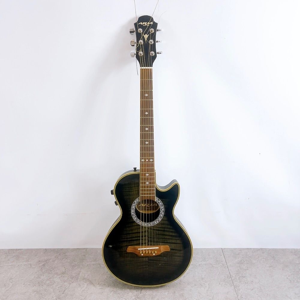 H-305 ARIA エ コギター MB-35 S BKS ブラック 動作品 傷凹みあり ボリューム トーン搭載 ライブ 録音 弾き語り対応
