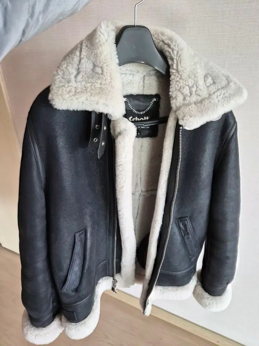 ショート Schott ムートン Lサイズ グレー